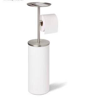 Umbra Portaloo Toilet Paper Stand and Reserve, White/Nickel